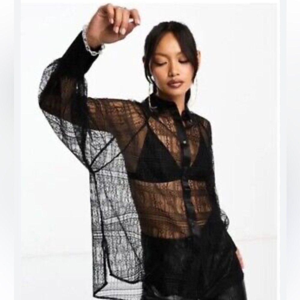 NWOT - Oana Lace Shirt All Saints, Lace black size 8 US